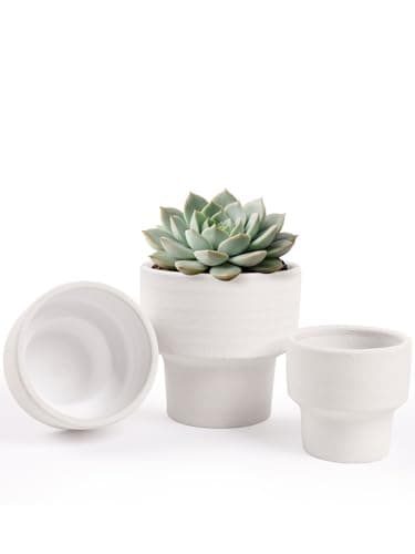 INGOFIN Ceramic Cachepot Set of 3, 4, 5 and 6 in, no drainage hole