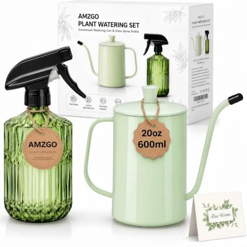 AMZGO Stainless Watering Can 20 oz and Glass Mister 13.5 oz, 2 piece set