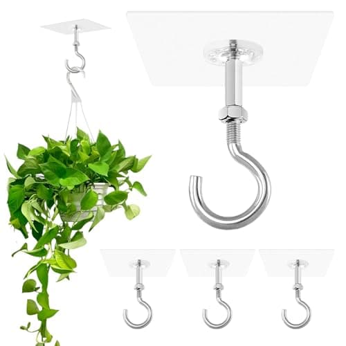 NINEFOX Adhesive Ceiling Hooks, 30 lb, 4 pack