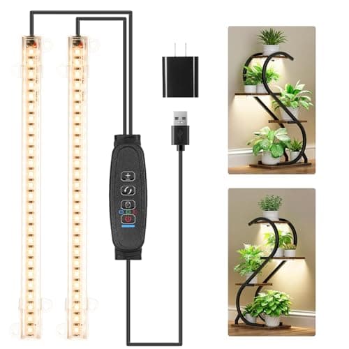 RWNTAO 8.6 in Mini LED Grow Light Strips with timer, 2 heads, 52 LEDs