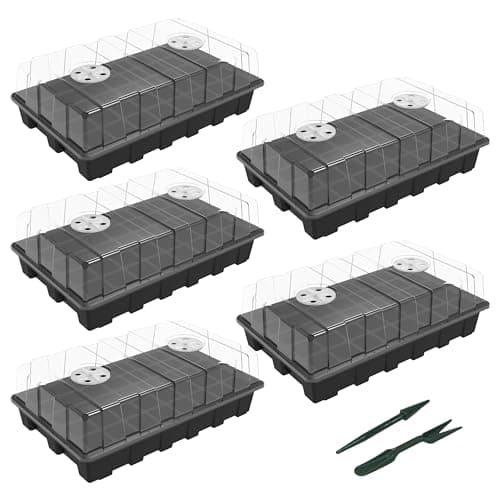 Gardzen Seed Starter Tray Kits with vented humidity domes, 40 cells each, 5 set