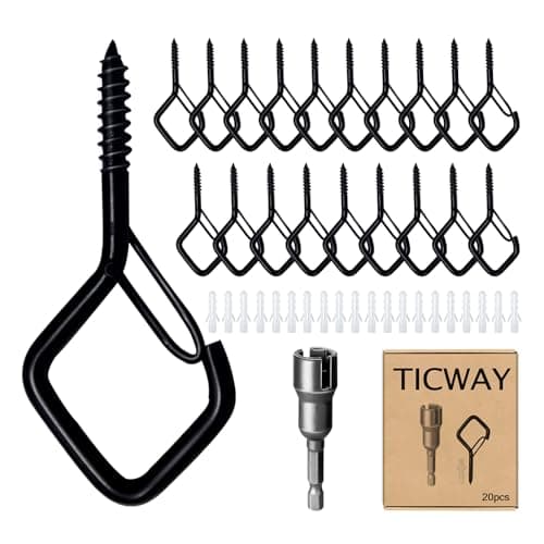 Ticway Ceiling Screw Hooks with Safety Buckle, 20 pack