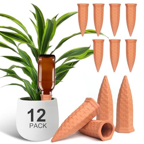 Baxrou Terracotta Watering Spikes for wine bottles, 12 pack