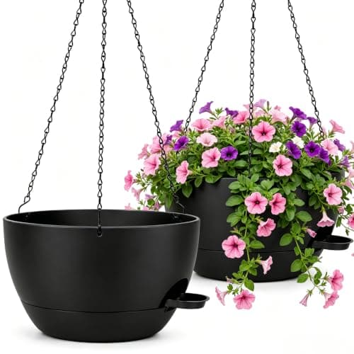 zople 12 in Self Watering Hanging Planter with chain, 2 pack