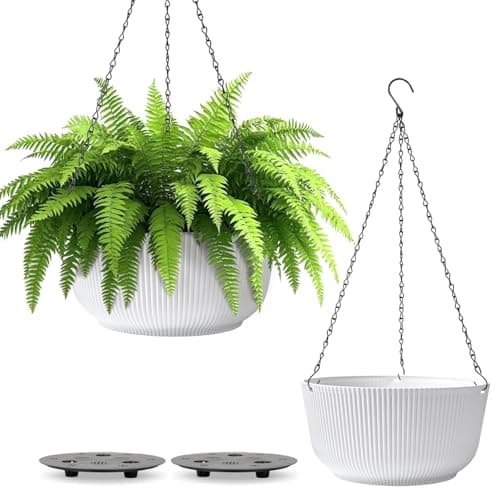 T4U 10 in Self Watering Hanging Planter, chain rated 6 kg, 2 pack