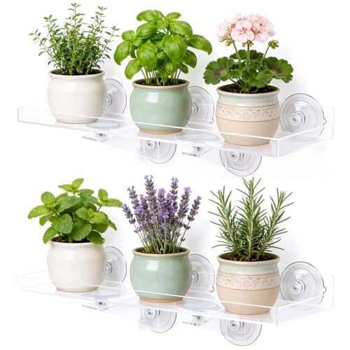 Window Plant Shelves with Support Brackets, 15.7 by 5.9 in, 2 pack