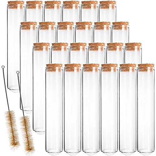 Bekith 80 ml Glass Test Tubes with Cork Stoppers, 24 pack