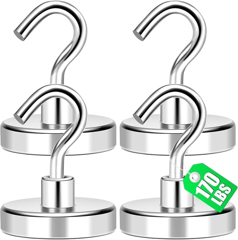 MIKEDE Neodymium Magnetic Hooks, 170 lb, silver