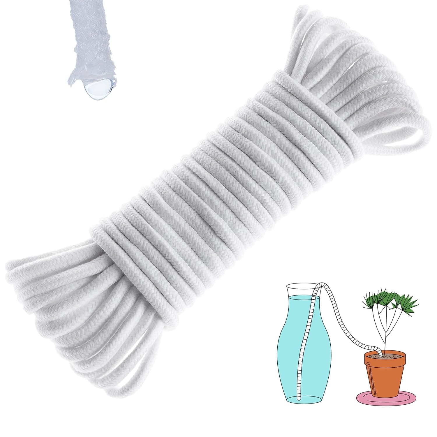 ORIMERC Self Watering Wick Cord, 1/4 in, 50 ft