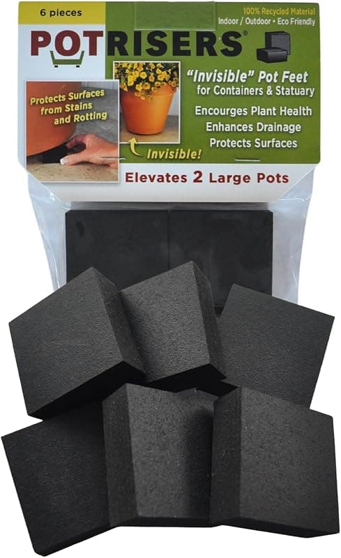 POTRISERS Invisible Pot Feet and Plant Risers, 2 in wide, 6 pack