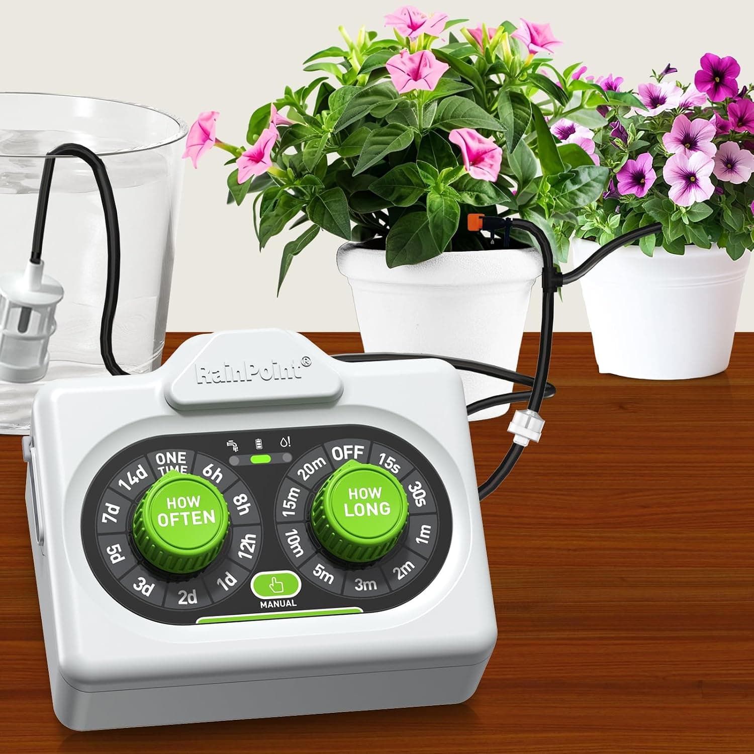 RAINPOINT Automatic Plant Waterer, battery pump, adjustable emitters