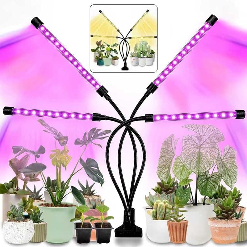 LEOTER Clip Grow Light, 80 LEDs, full spectrum plus red and blue, timer