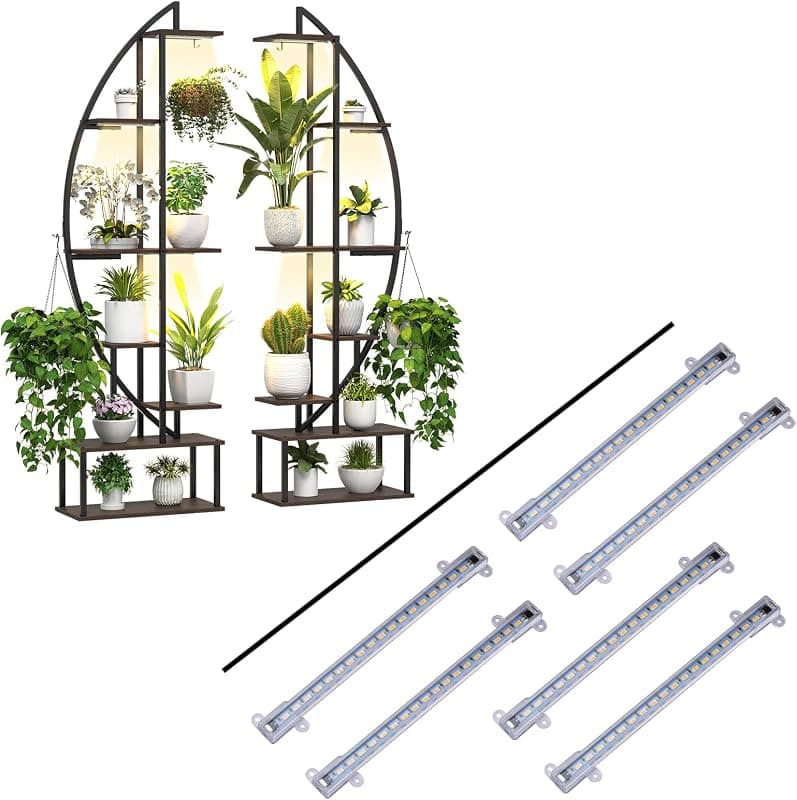 BLAZPATH 7 Tier Lighted Plant Stand, 12 grow lights, 65 in, pair