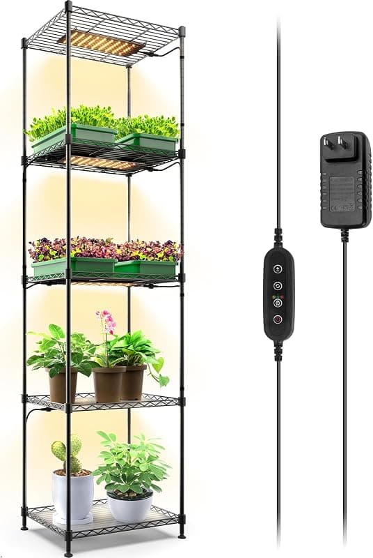 Barrina 5 Tier Plant Shelf with Grow Light, 40 W, 15.7 by 11.8 by 59.1 in