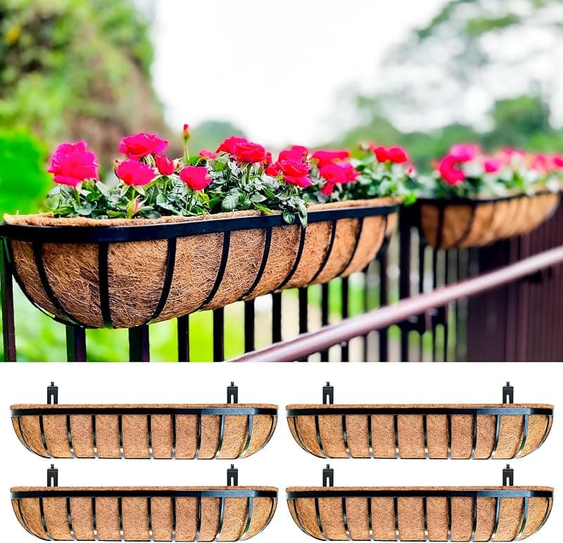 LaLaGreen Railing Planter Boxes, 36 in, 4 pack