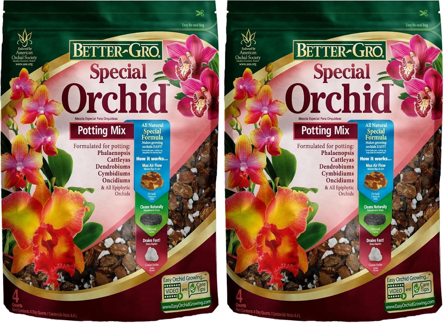 Better-Gro Special Orchid Mix, bark, charcoal and sponge rock