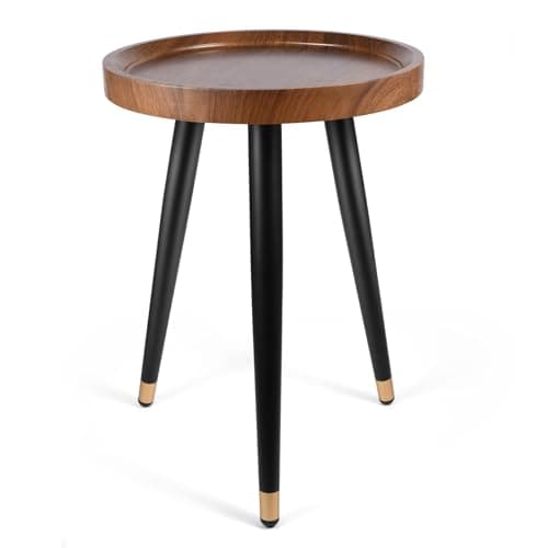 KGPLOME Walnut-Grain Plant Table with Metal Legs, 100 lb rated, 12 by 17 in