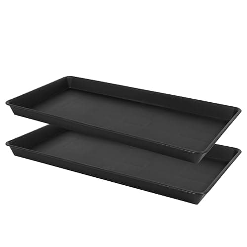 VUWEZ Rectangular Plant Tray, 17.5 by 10.6 in, no holes, 2 pack