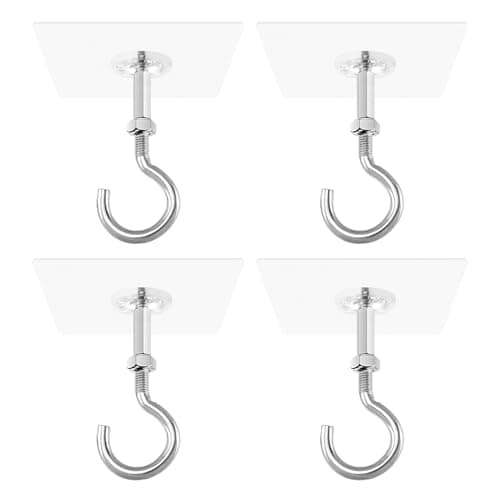 Adhesive Ceiling Hooks, 11 lb, 3.9 in pad, 4 pack
