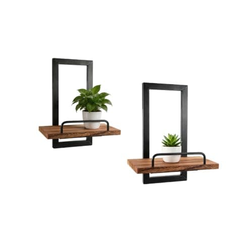 Floating Wall Plant Shelf with front guardrail, 20 lb, 2 pack