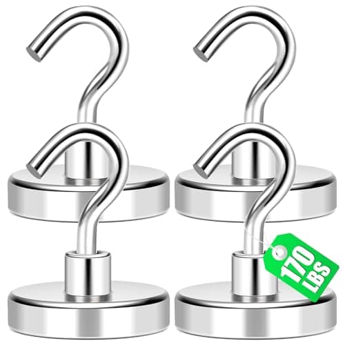 MIKEDE Neodymium Magnetic Hooks, 170 lb, silver