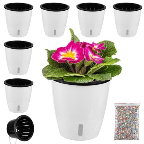 Planterhoma 5 in Self Watering Wick Pots with Drainage Holes and water-level indicator, 6 pack