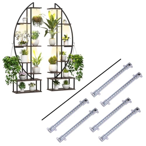 BLAZPATH 7 Tier Lighted Plant Stand, 12 grow lights, 65 in, pair