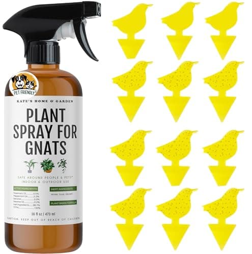 Kate's Home & Garden Plant Spray for Insects and Gnats, 16 oz, with 12 traps