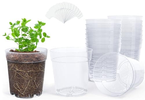 homenote 6.7 in Clear Plastic Nursery Pots with Drainage, 15 pack