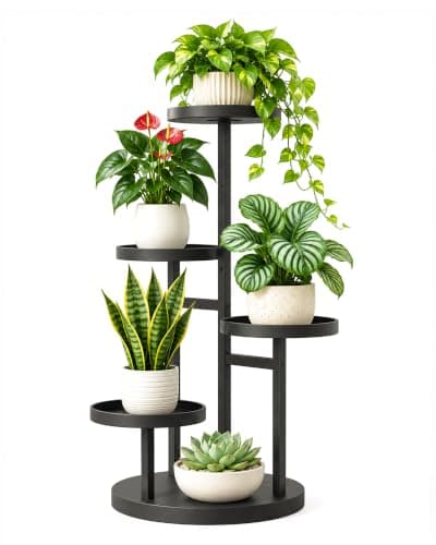 Bamworld 4 Tier Corner Plant Stand, 12.6 in footprint, no-hole trays