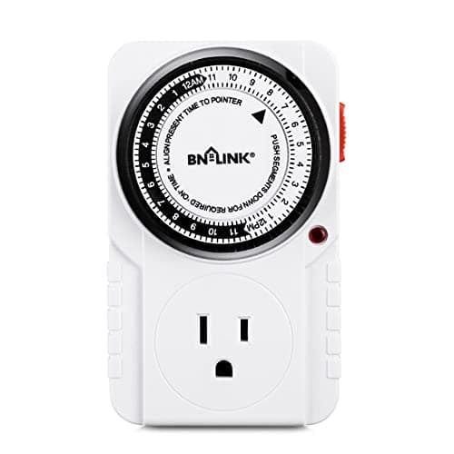 BN-LINK 24-Hour Mechanical Timer Outlet, 3-prong, 15-minute pins