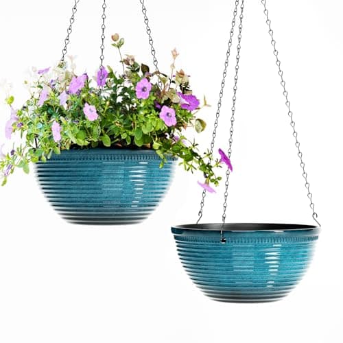10 in Hanging Planter, glazed finish, drainage holes with plug, 2 pack