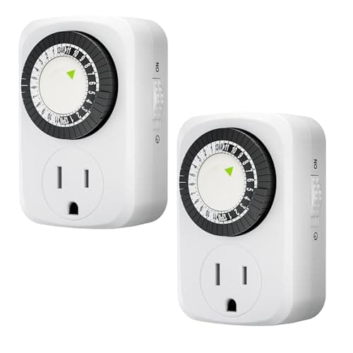 HBN Mini 24-Hour Mechanical Timer, 3-prong, 2 pack