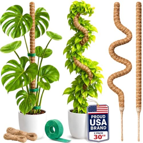 imezos 30 in Coco Coir Moss Pole, bendable aluminum core, 2 pack