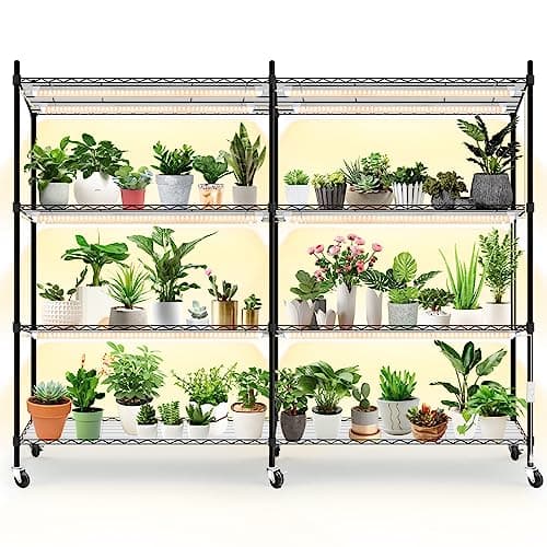 Bstrip 4 Tier Plant Shelf with Grow Lights, 288 W, 58 by 13.8 by 59 in