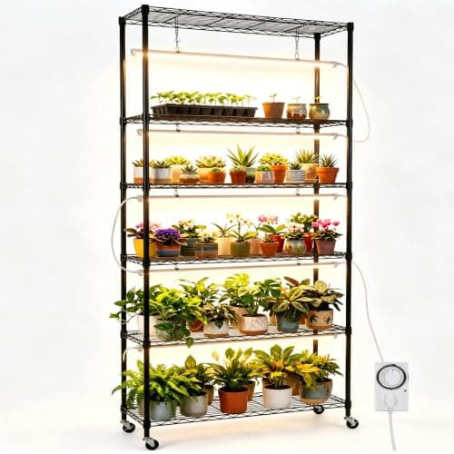 6 Tier Grow Light Shelf, T8 lights, 35.4 by 13.8 by 70.9 in