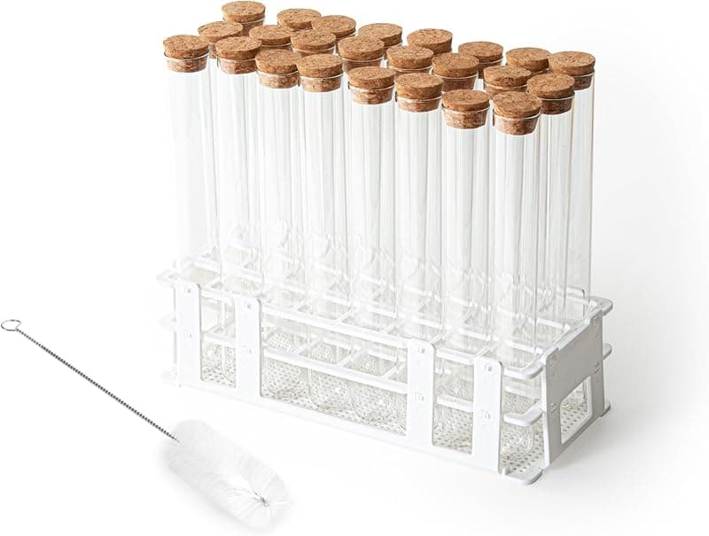 80 ml Glass Test Tubes with 24 Hole Rack, 24 pack