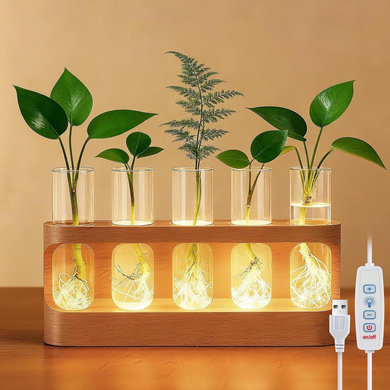 Tigvio Propagation Station with 9-Level Dimmable LED, 5 test tubes