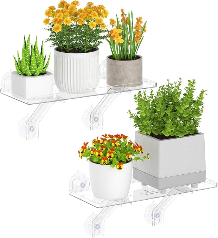 Lifewit Window Plant Shelves with Suction Cups, 15 in, 2 pack