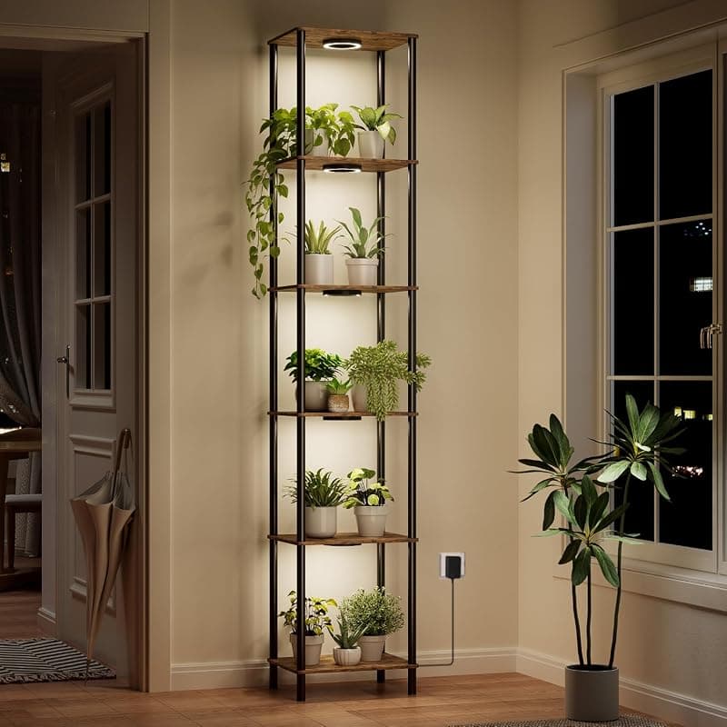 Bstrip 6 Tier Plant Stand with Full Spectrum Grow Lights, 81.3 in