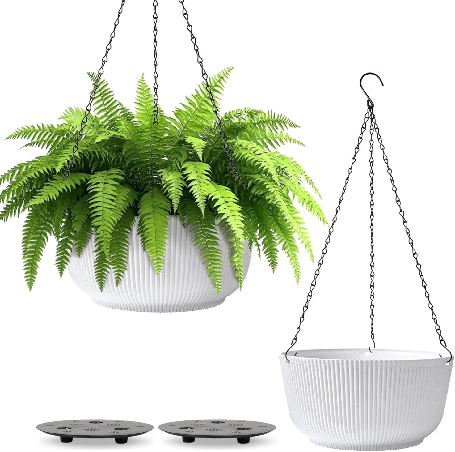 T4U 10 in Self Watering Hanging Planter, chain rated 6 kg, 2 pack