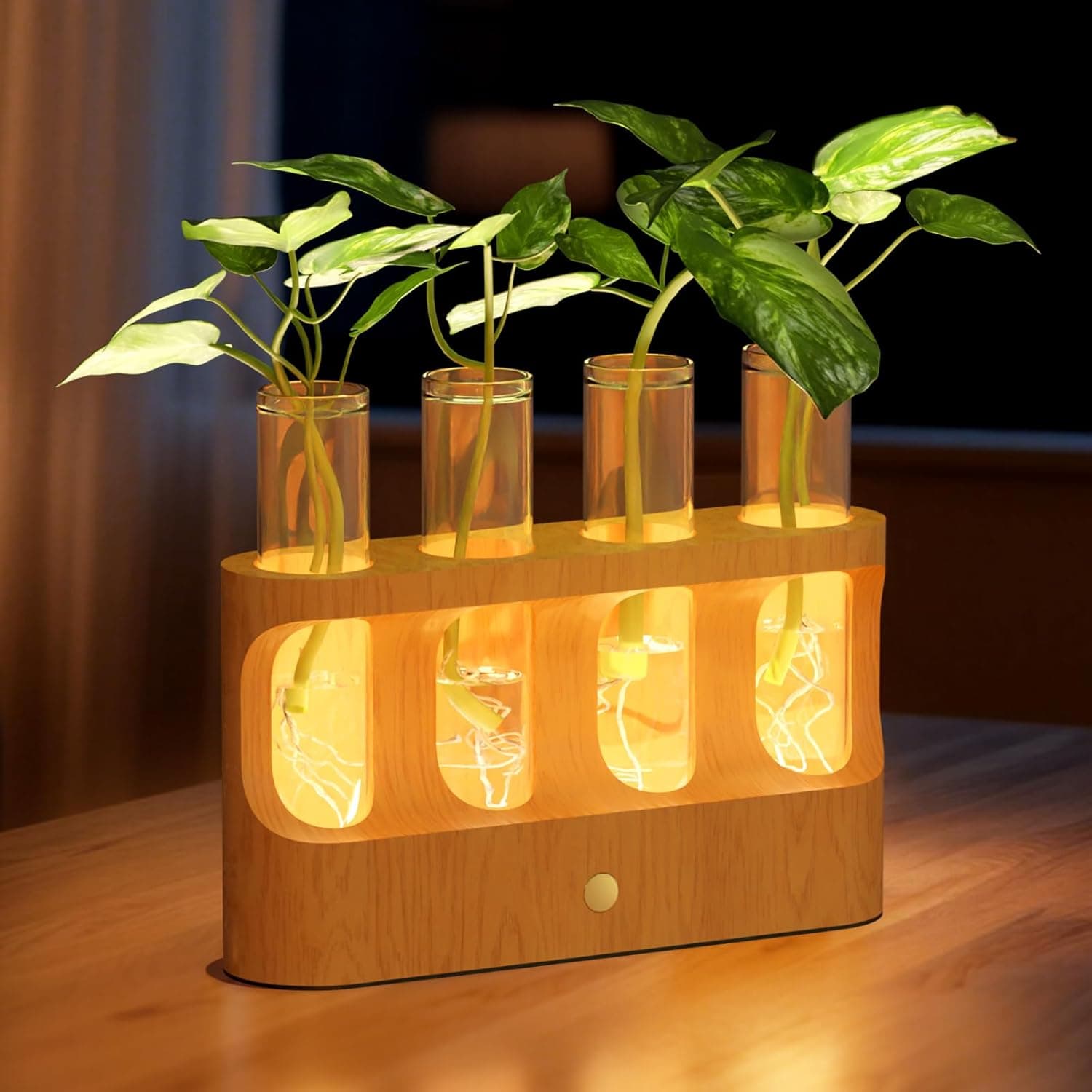 Lightalent Rechargeable Propagation Station with LED, beech wood, 4 vessels