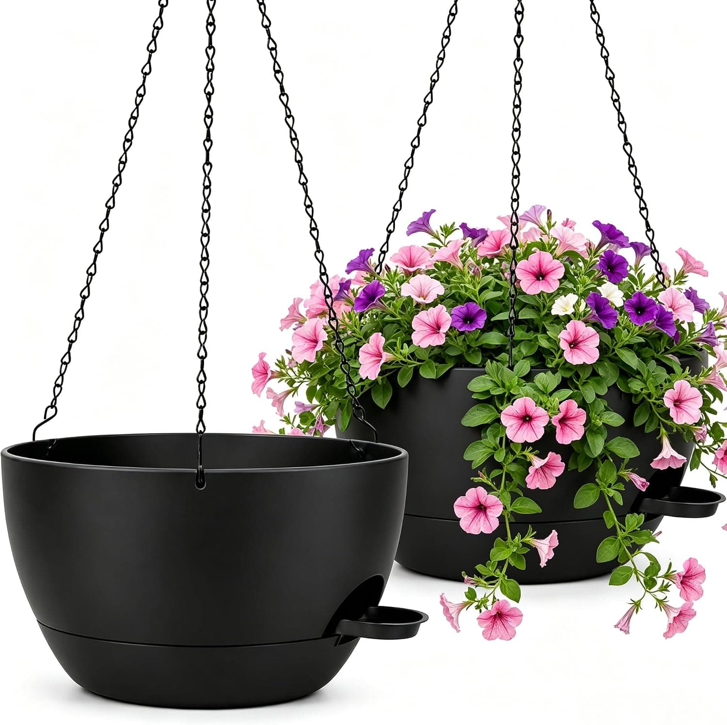 zople 12 in Self Watering Hanging Planter with chain, 2 pack