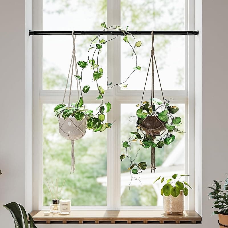 Bamworld Window Plant Hanger, spring tension rods 27 to 51 in