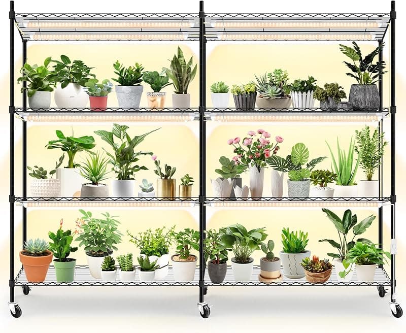Bstrip 4 Tier Plant Shelf with Grow Lights, 288 W, 58 by 13.8 by 59 in